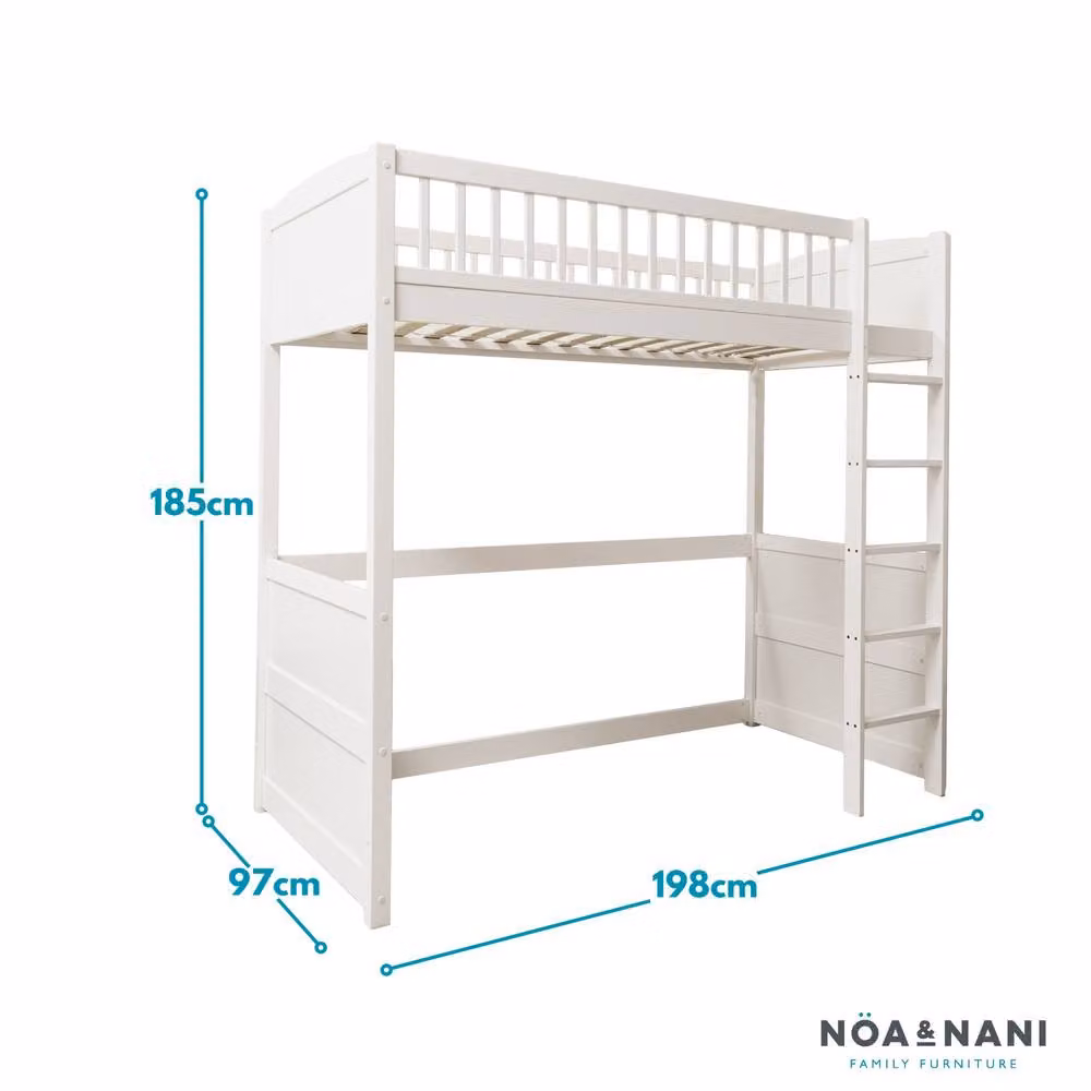 Nöa and Nani Lottie Single Highsleeper Cabin Bed with Straight Ladder in White (90 x 200 cm) – 2