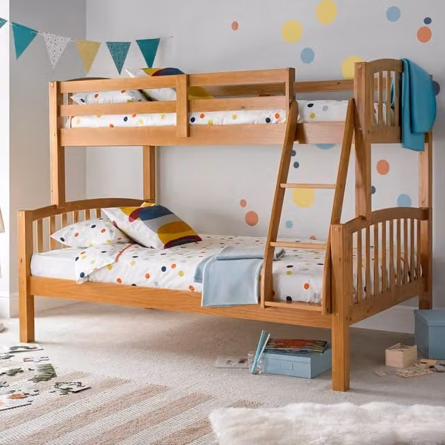 Bedmaster Mya Solid Wood Pine Triple Sleeper Bunk Bed in Brown