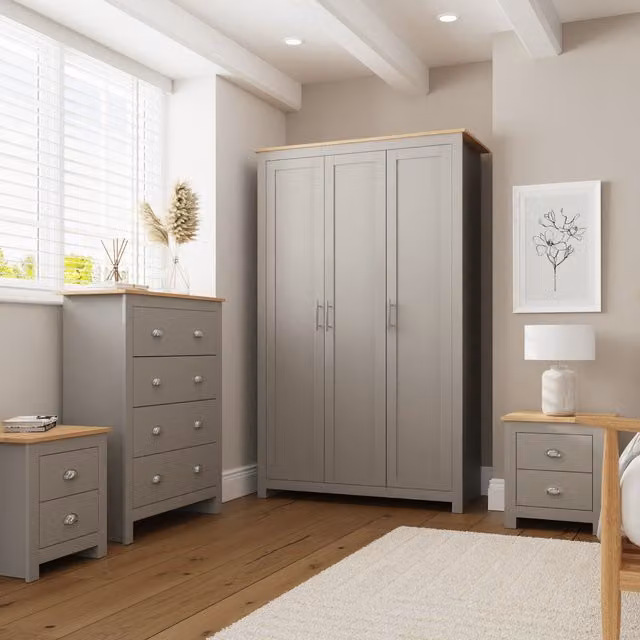 GFW Lancaster 4 Piece Grey and Oak Bedroom Furniture Set – 2