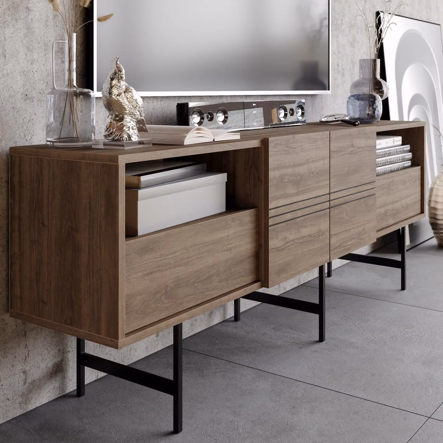 Decorotika Derin Modern TV Unit in Brown and Black – 2