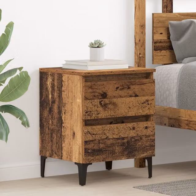 Berkfield Home Bed Cabinet in Old Wood Brown, W/D/H: 40 x 35 x 50 cm