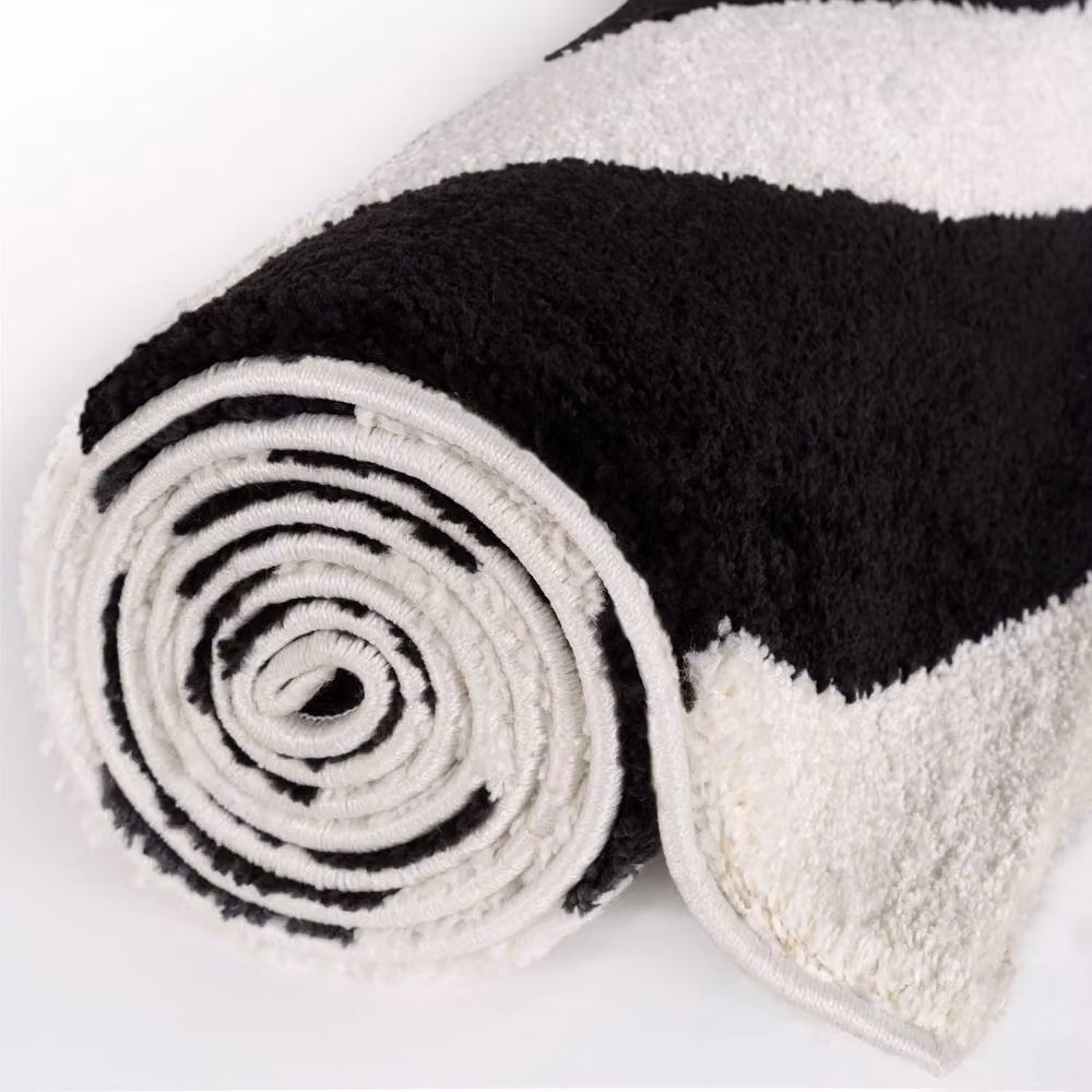 THE RUGS Joli Wavy Soft and Dense Pile Rectangular Rug in Black, W: 200 cm, D: 290 cm – 7