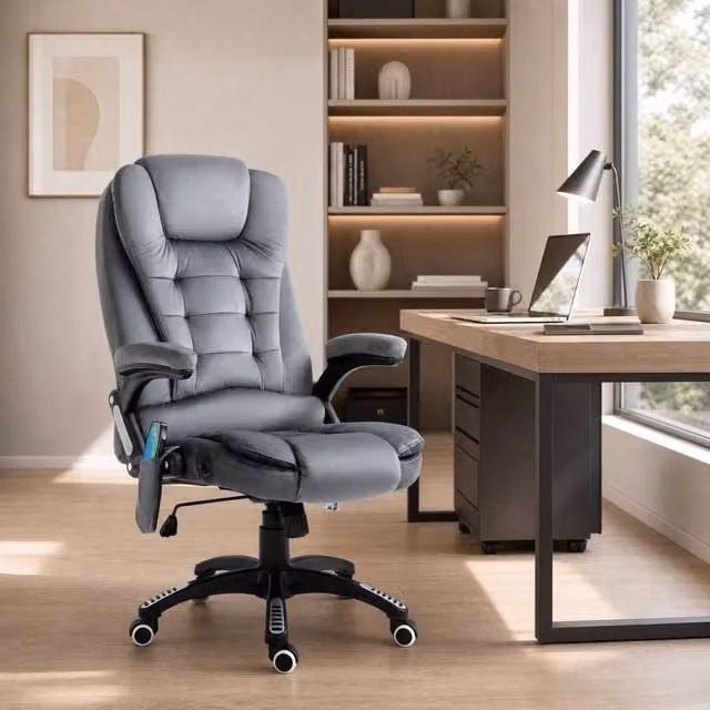 STILVORA Grey Massage Recliner Chair with Heating and Armrests