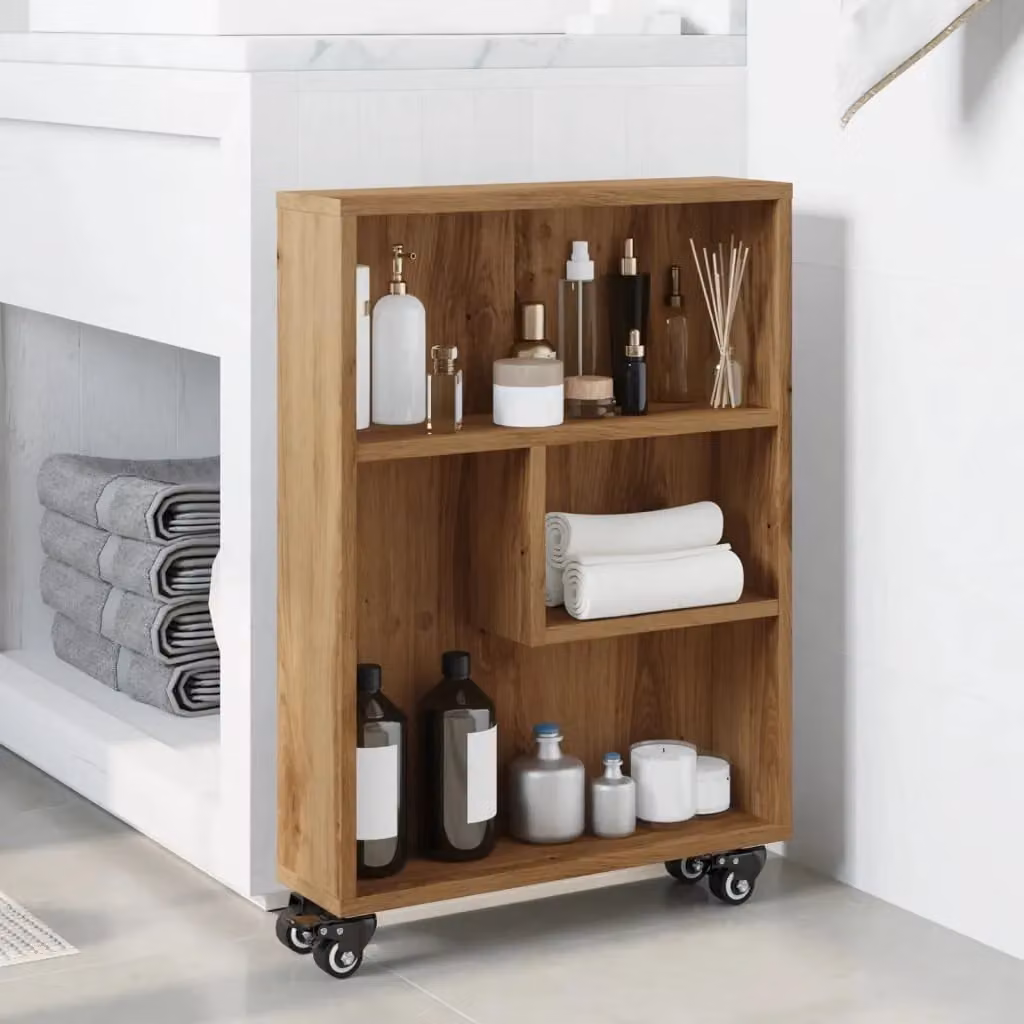 Berkfield Home Narrow Storage Trolley in Artisan Oak Brown, W/D/H: 48 x 13 x 68 cm – 3
