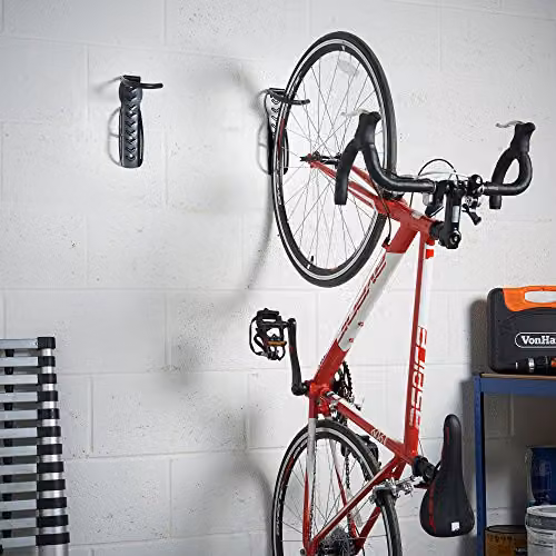 VonHaus Black Steel Wall Mounted Bike Storage Hooks, 2-Pack – 2