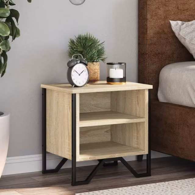Berkfield Home Set of 2 Sonoma Oak Bedside Cabinets in Brown, W/D/H: 40 x 30 x 40 cm