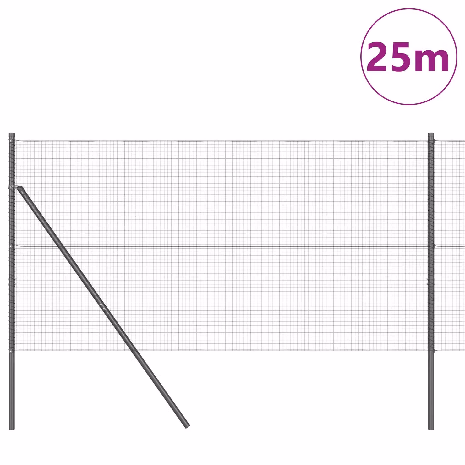Berkfield Home Grey Steel Welded Wire Fence with 13 Posts, W: 25 m, H: 1.4 m – 3