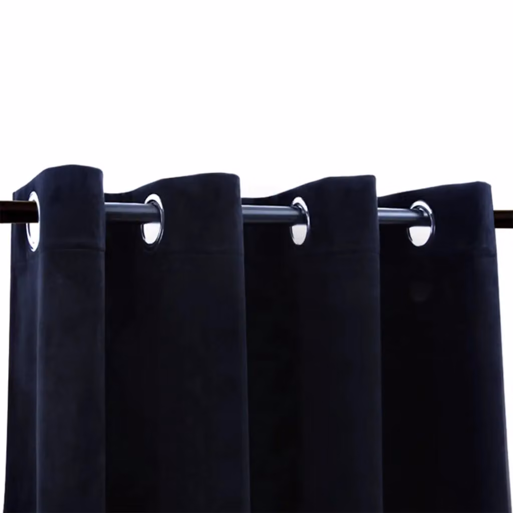 Berkfield Home Blackout Velvet Curtains with Eyelets, 2 Pack, Black, W: 140 cm, H: 175 cm – 3