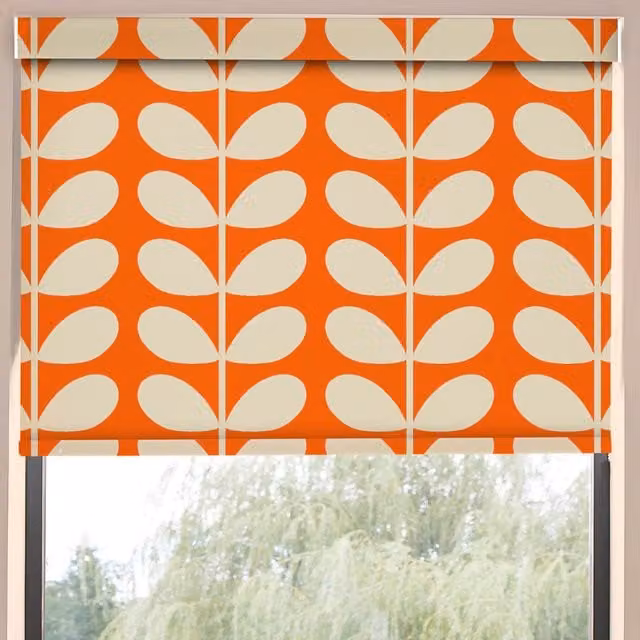 Orla Kiely Jumbo Solid Stem Translucent Made to Measure Roller Blind in Tomato Red and Orange