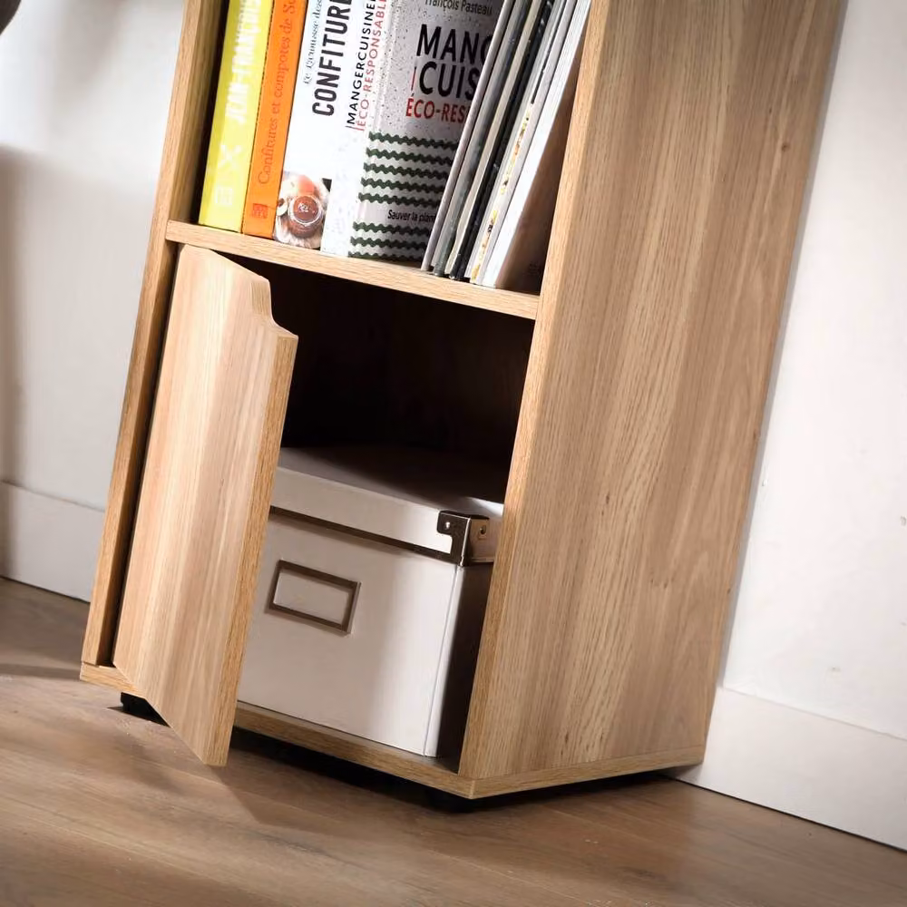 CALICOSY Modu Modern 4-Compartment Wood-Effect Cabinet with 2 Hinged Doors in Brown and Beige, W/D/H: 120 x 30.7 x 30.7 cm – 3