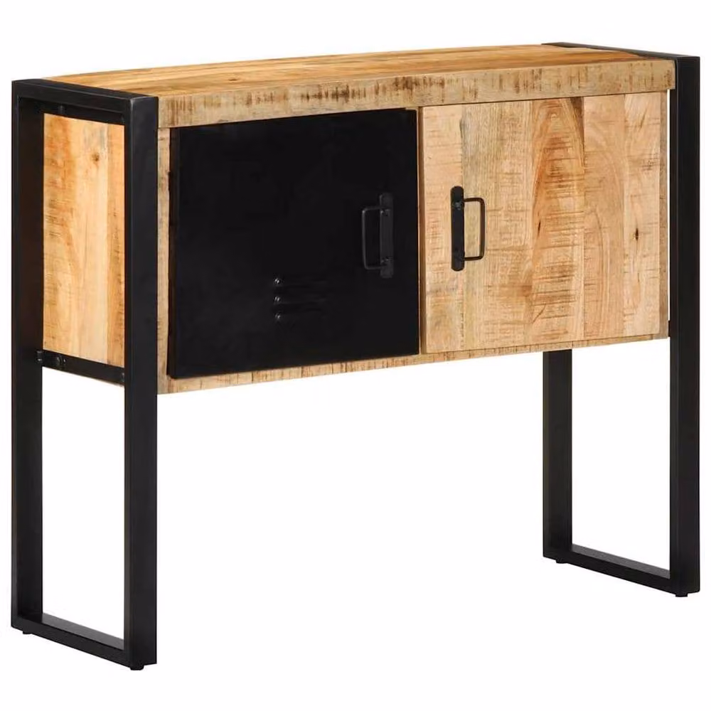 Berkfield Home Beautiful Console Cabinet in Brown Solid Rough Mango Wood, W/D/H: 90 x 35 x 75 cm – 1