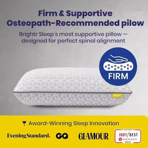 Brightr Eclipse 2 Pack Firm Memory Foam Orthopaedic Pillows in Grey for Neck and Shoulder Pain Relief – 2