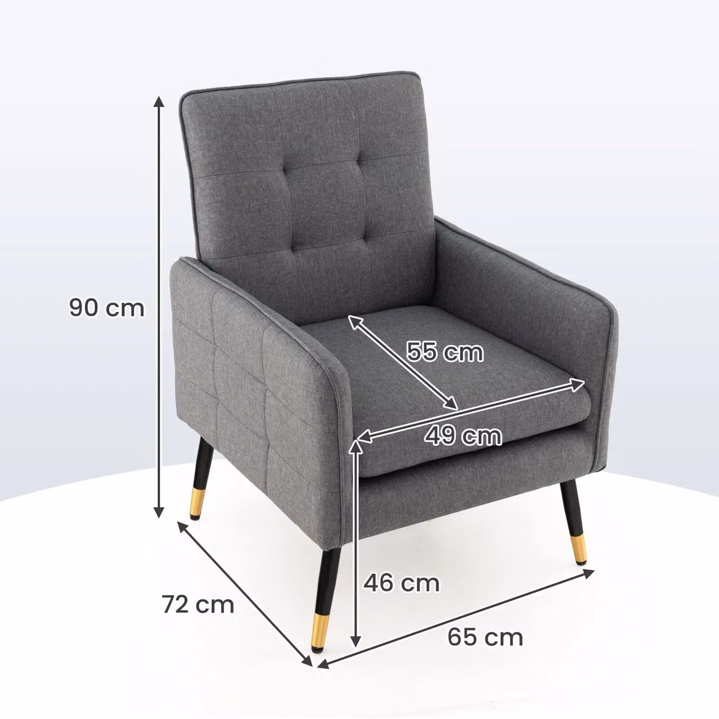 Costway Modern Upholstered Accent Armchair in Grey with Metal Frame – 2