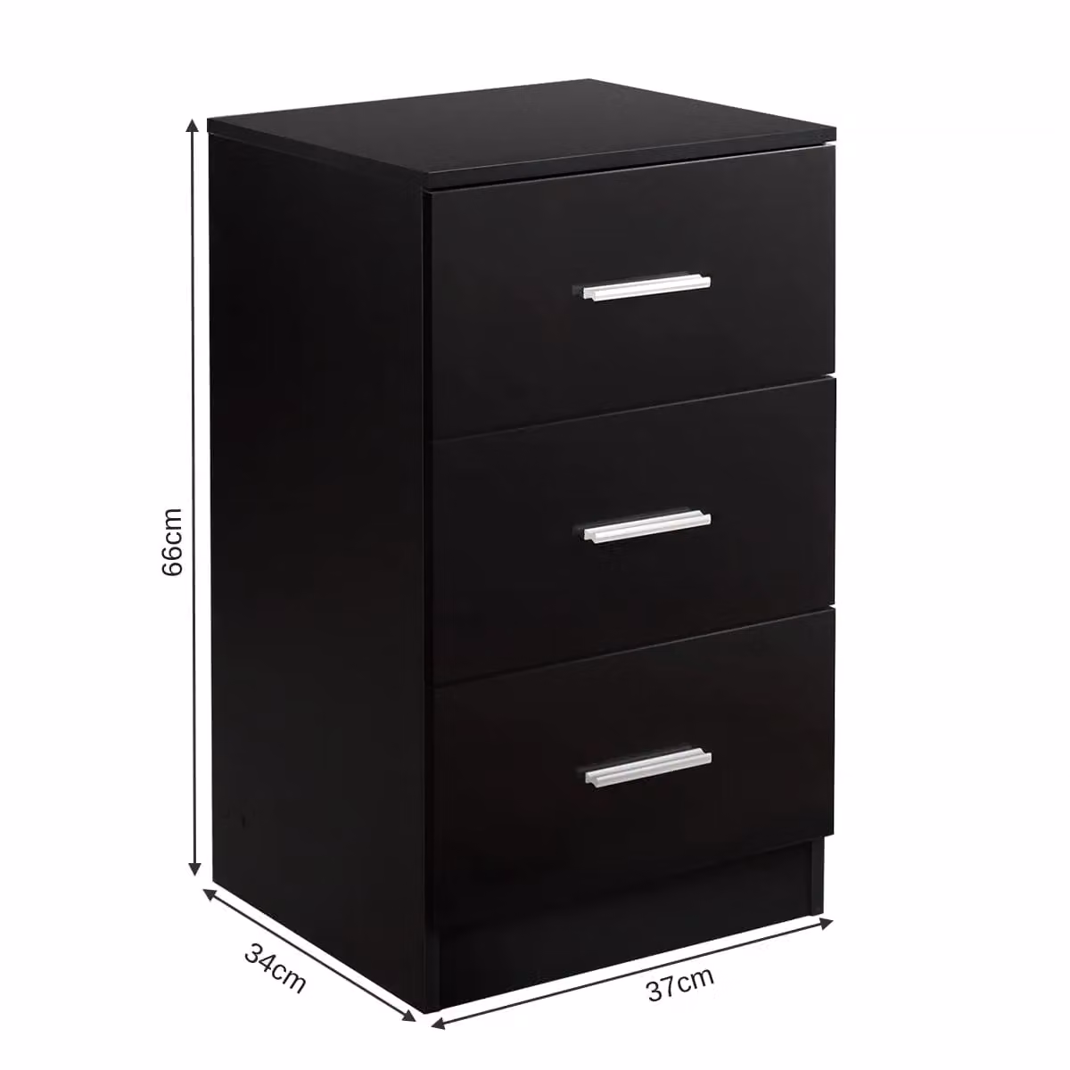 Costway Set of 2 Black 3-Drawer Storage Chests and Night Stands – 2