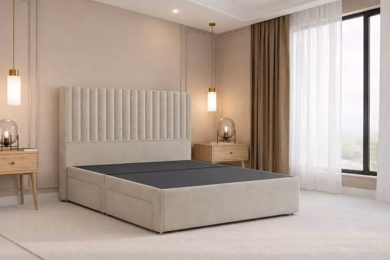 Nexus Mattresses Ltd Amalfi Plush Sprung Divan Set with 54 inch Headboard, Beige, W/D/H: 180 x 200 cm