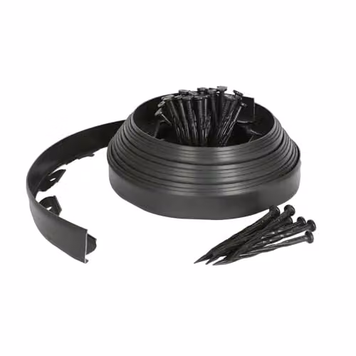 Harbour Housewares 10m Flexible Plastic Lawn Edging with 40 Pegs in Black