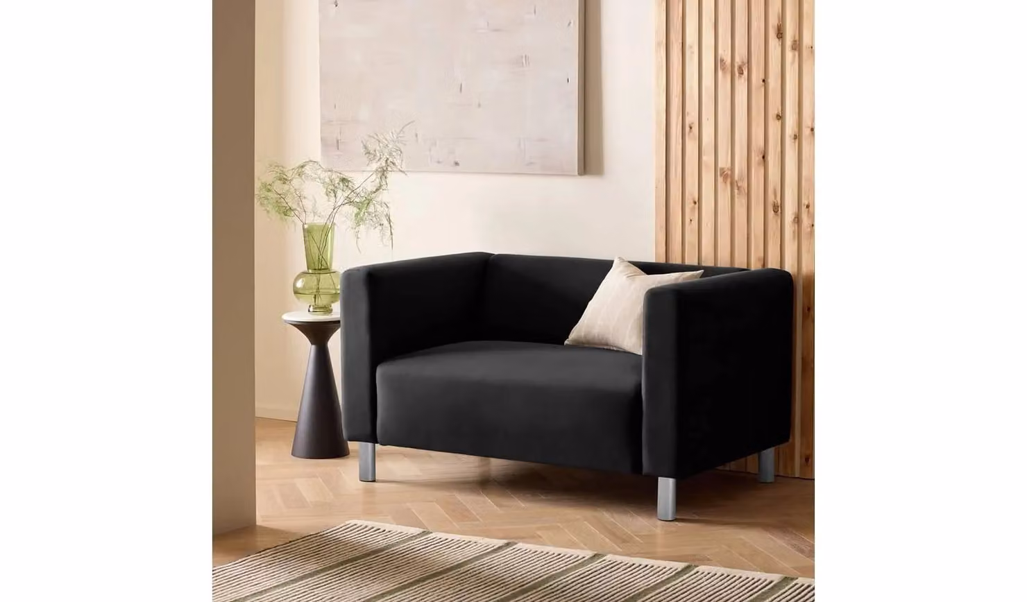 Cheap Furniture Warehouse Moda 2 Seater Faux Leather Sofa in Black