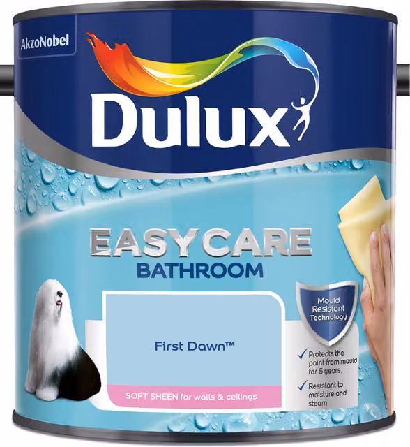 Dulux Easycare Mould Resistant Satin Gloss Bathroom Paint, Blue, 2.5 l – 3