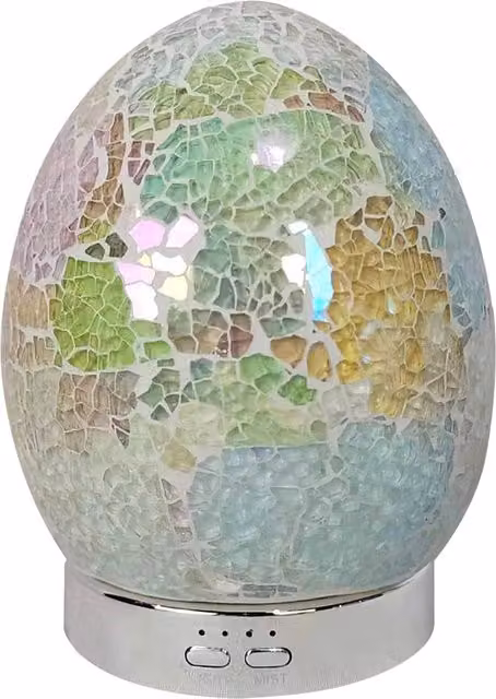 Aroma Haven Luxe Oval Electric Tabletop Aroma Diffuser in White, Silver and Multicolour