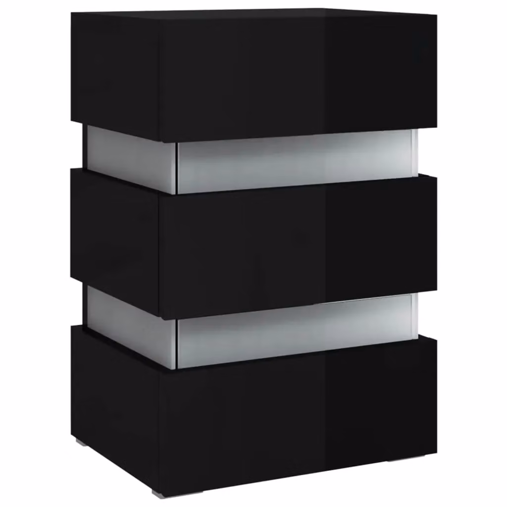 Berkfield Home LED Bedside Cabinet in High Gloss Black, W/D/H: 45 x 35 x 67 cm – 3