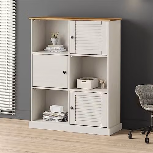 vidaXL VIGO White Bookcase in Solid Pine Wood, W/D/H: 90 x 35 x 114.5 cm – 2