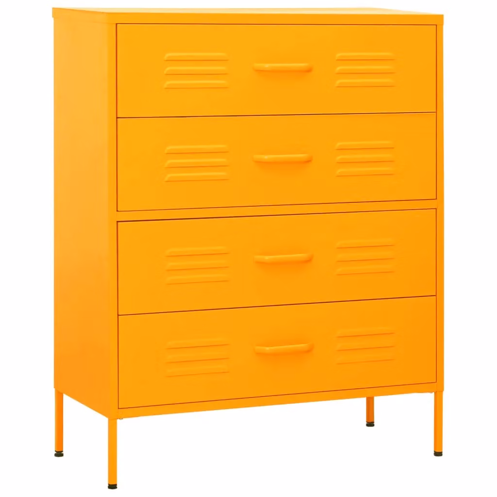 Berkfield Home Mustard Yellow Metal Chest of Drawers W/D/H: 80 x 35 x 101.5 cm – 2