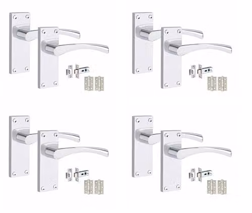 Golden Grace Victorian Astrid Door Handles in Polished Chrome, 4 Sets