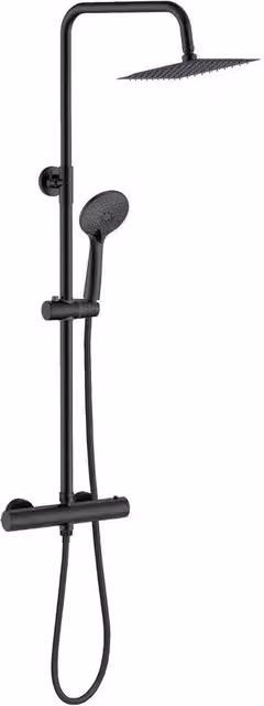 NESTLUNE S-09D Thermostatic Twin Head Bathroom Shower Mixer Set in Matt Black – 1