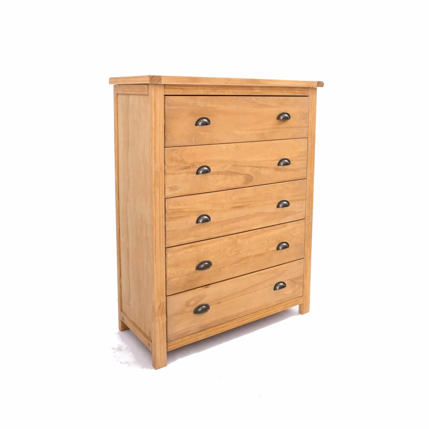 Cabinet Bits Lugo 5 Drawer Chest of Drawers in Light Brown Pine with Gold Cup Handles – 2