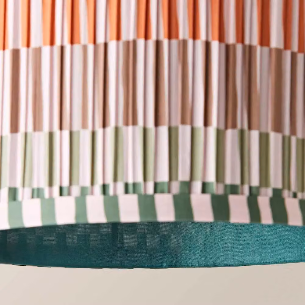 ValueLights Rae Small Pleated Striped Drum Ceiling Lamp Shade in Multicolour, Diameter: 25 cm – 3