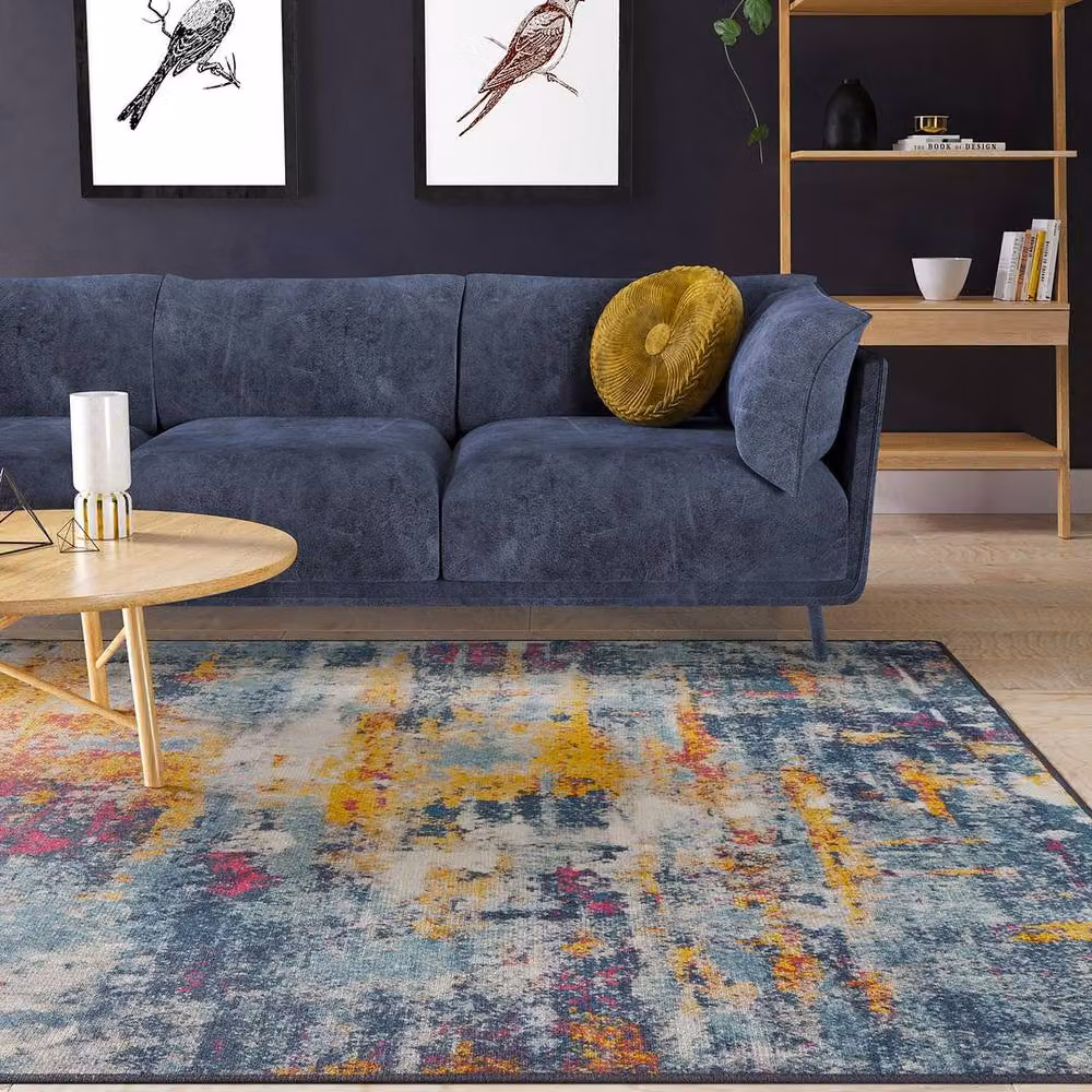Kukoon Abstract Multicolour Blue Soft Area Rug for Living Room or Bedroom, W: 200 cm, L: 290 cm – 2