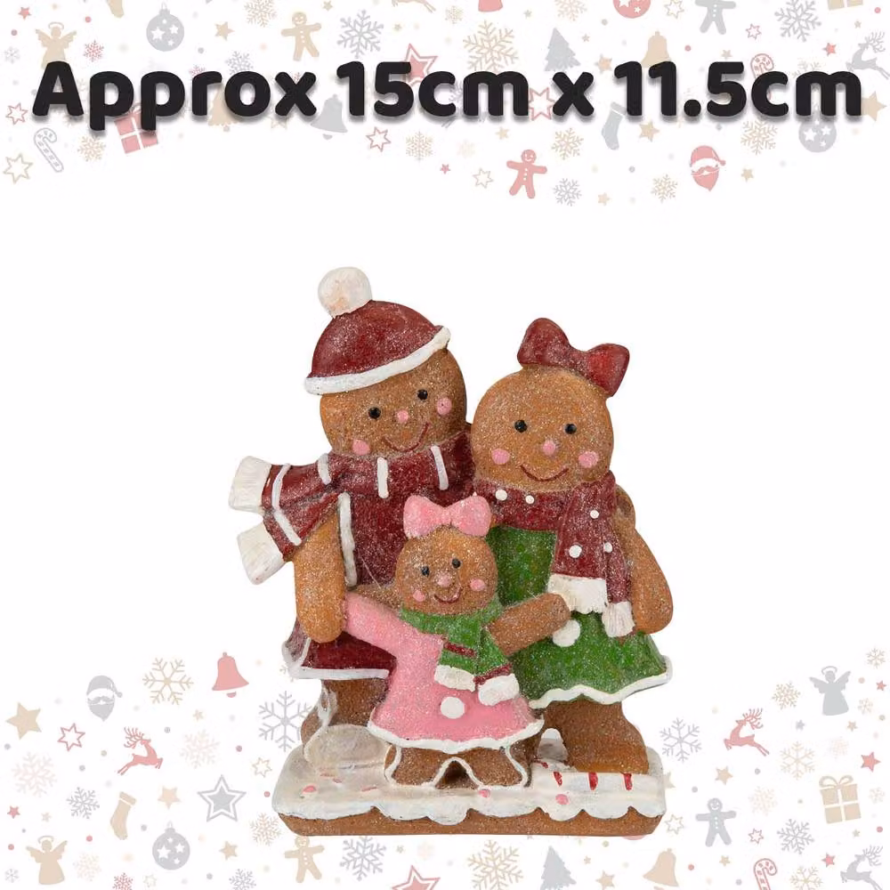 VFM e-Store Gingerbread Family Ornament Decoration, Brown, W: 15 cm, H: 11.5 cm – 2