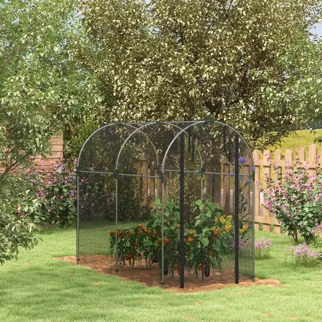 Outsunny Fruit Cage Plant Protection Tent with Large Door, Black, 2.4 m²