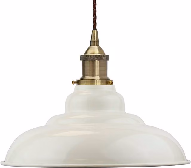 SE Home St Edmund's Clay White Pendant Light with Antique Brass and Brown Twisted Details