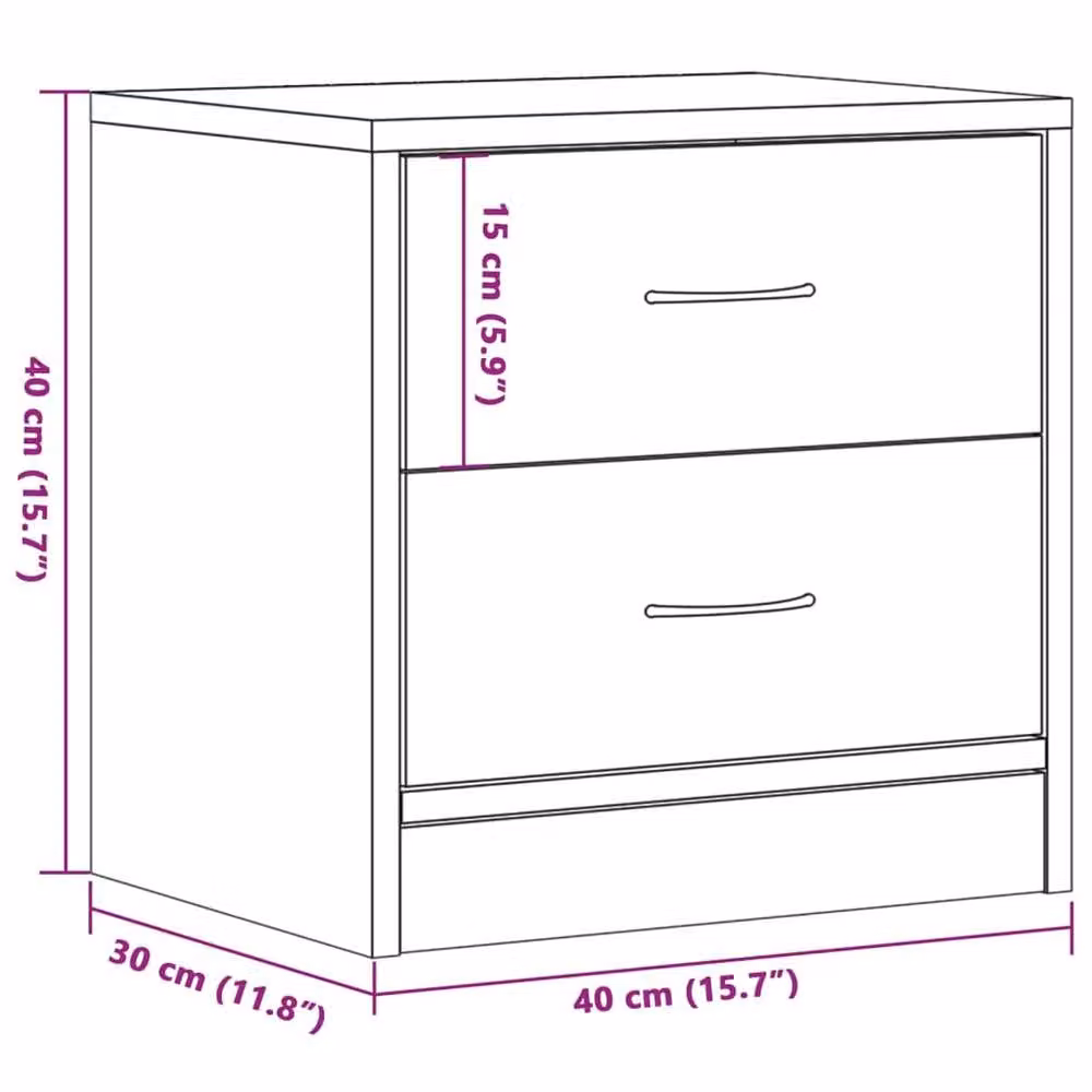 Berkfield Home Artisan Oak Bedside Cabinet in Brown, W/D/H: 40 x 30 x 40 cm – 5
