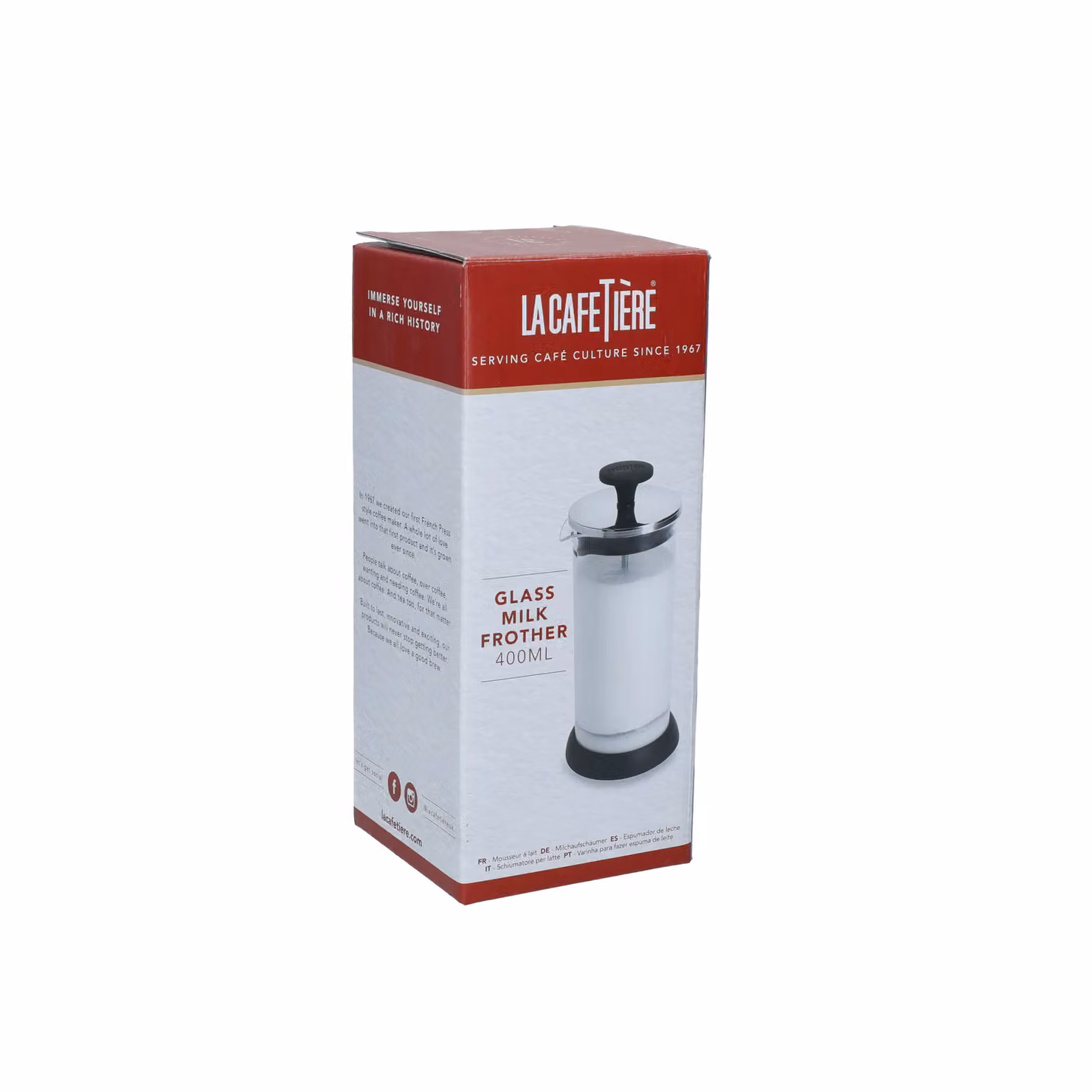 La Cafetiere 400ml Glass Milk Frother with Non-Slip Base, Black and Transparent – 3