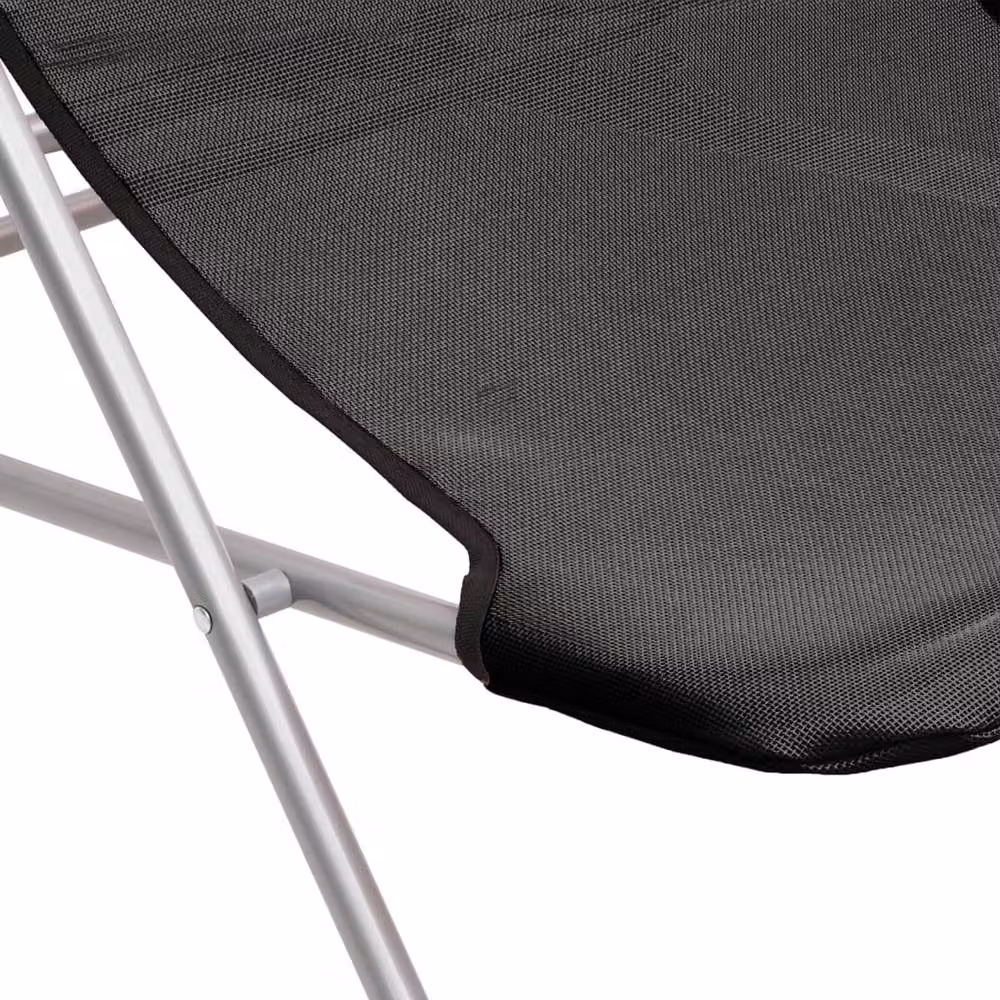 Berkfield Home Beautiful Set of 2 Black Folding Beach Chairs with Textilene Fabric and Powder-Coated Steel Frame – 8