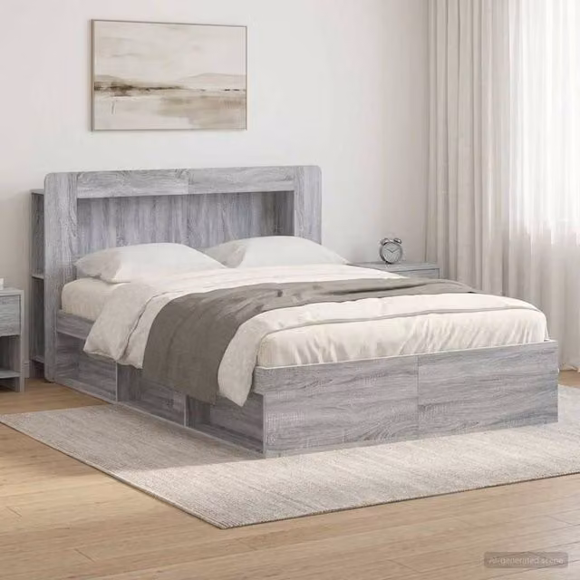 Berkfield Home Modern Bed Frame with Storage Drawers in Grey Sonoma, W/D/H: 160 x 200 cm, Engineered Wood – 1