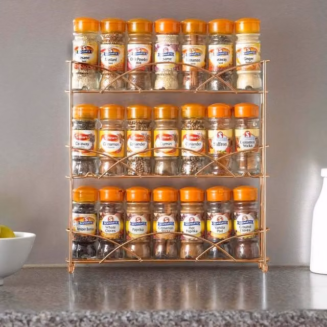Neo 3 Tier Free Standing Metal Table Top Spice Rack in Bronze