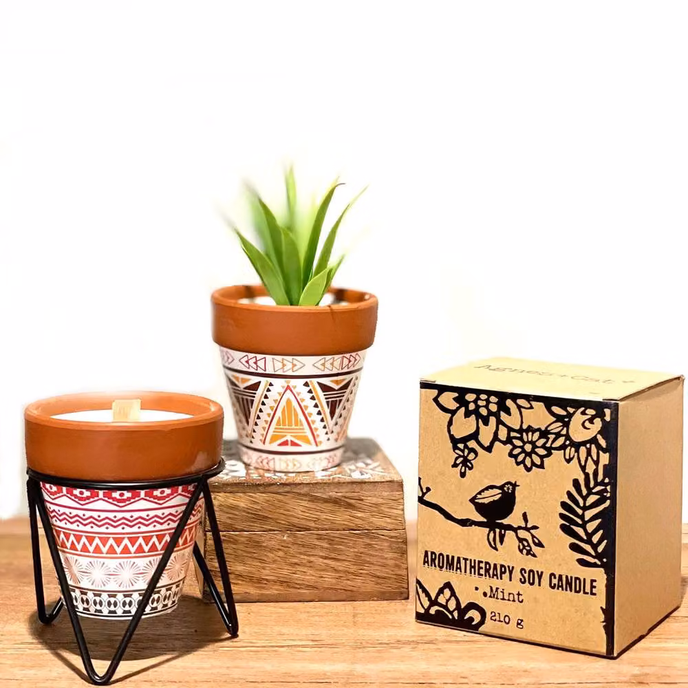 Serenityy Agnes + Cat Sage Herb Garden Candle in White Ceramic Vessel with Wooden Wick – 3