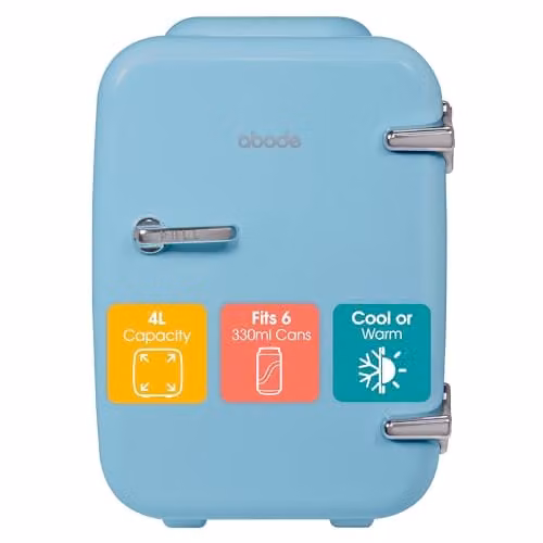 Abode Blue Mini Fridge A4CLR201BL 4L Portable Thermoelectric Cooler and Warmer for Drinks and Cosmetics, W/D/H: 27.5 x 19.0 x 25.0 cm – 1