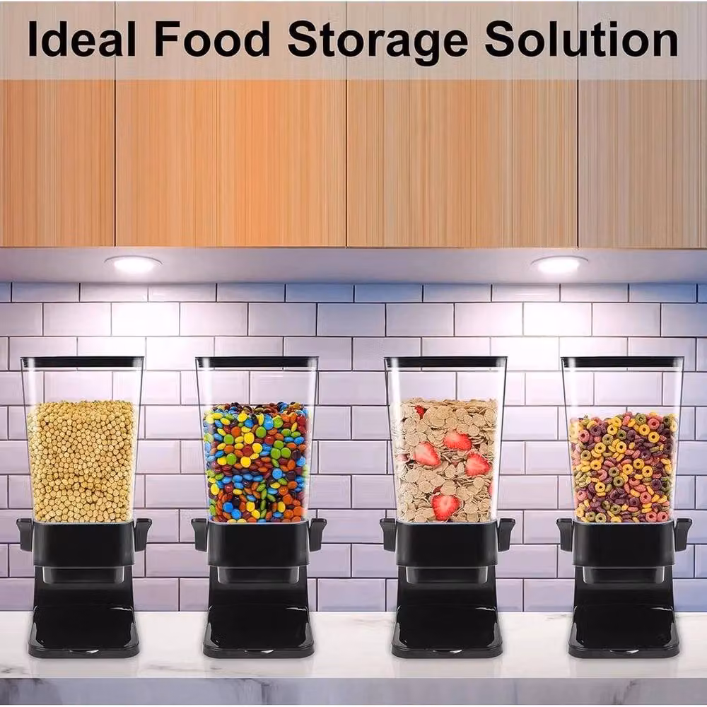 KORVIXA Set of 2 Black Plastic Cereal and Dry Food Kitchen Storage Dispensers – 3