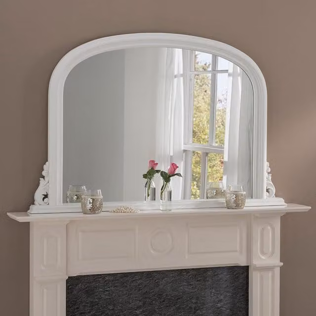 Yearn Classic Rectangular Overmantle Wall Mirror in White