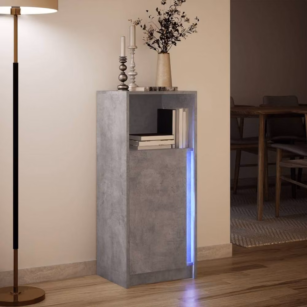 Berkfield Home Modern Sideboard with Integrated LED Lighting in Concrete Grey, W/D/H: 42.5 x 34 x 100 cm – 3