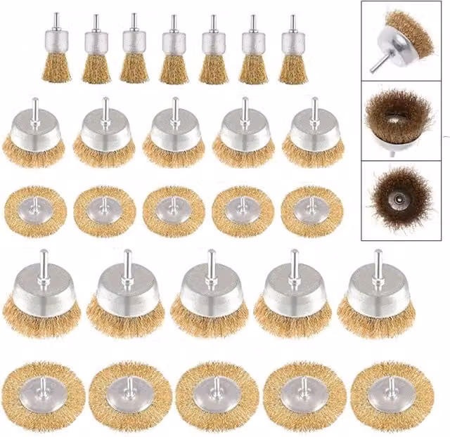 SPETLEK 27 Piece Multicolour Steel Wire Brush Set for Rotary Drill with Metal Wheel Cup and Flat Sanding Attachments – 1
