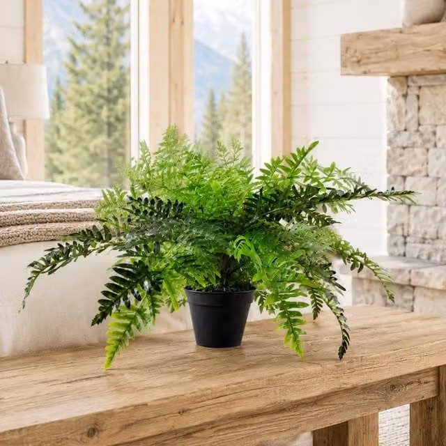 Leaf Realistic Artificial Potted Evergreen Fern Plant in Green, Height: 50 cm – 1