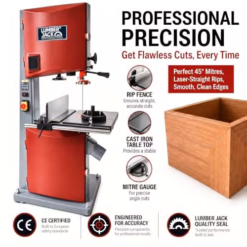 Lumberjack 16 inch Professional Floorstanding Bandsaw with Wheel Kit in Red – 10