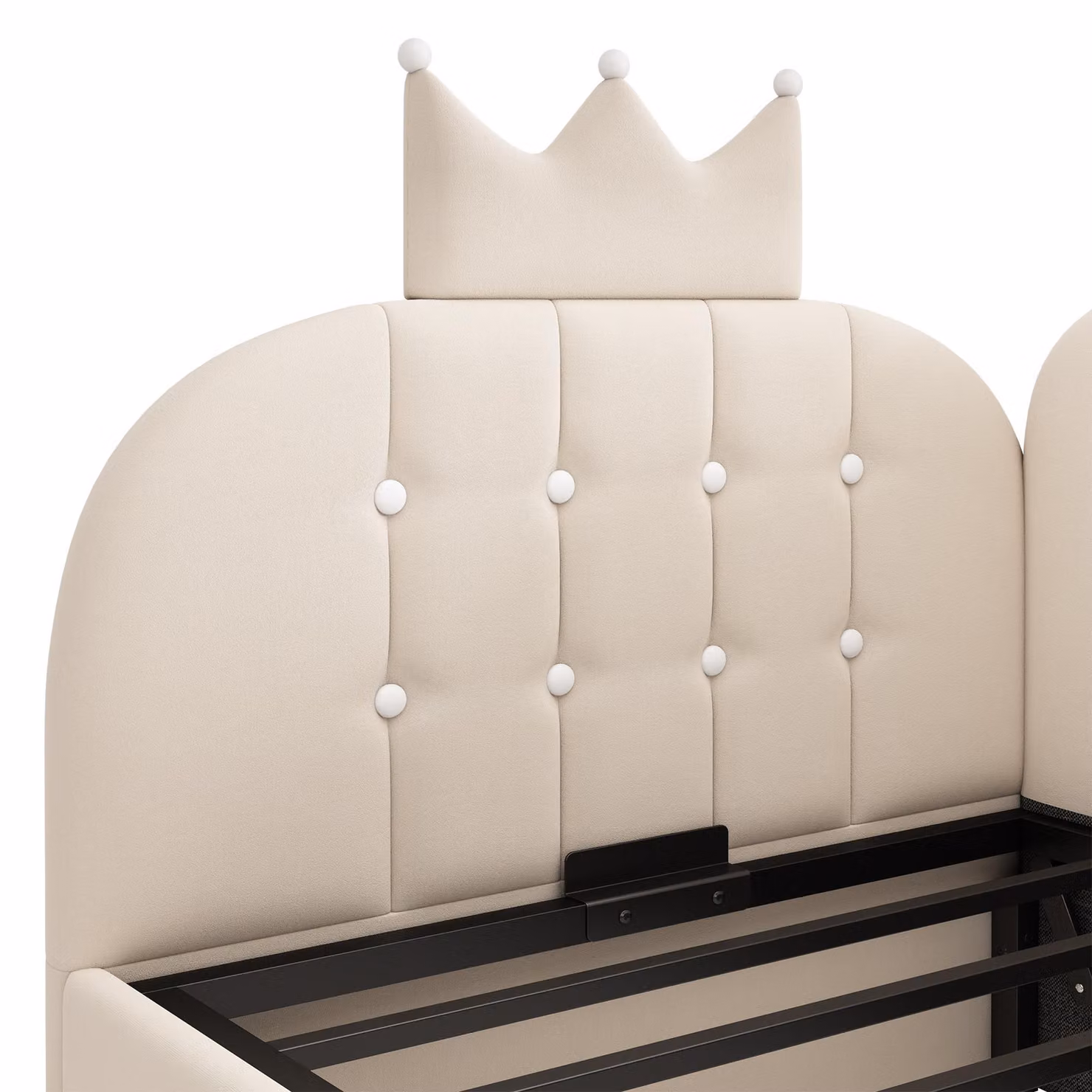 Aosom UK Modern Velvet Upholstered Daybed with Hydraulic Storage, Beige, W: 96 cm, D: 199 cm, H: 96 cm – 6