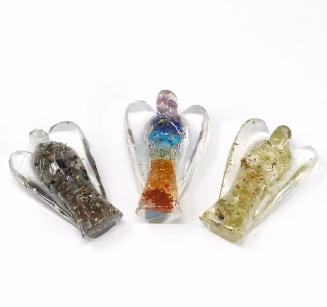 KDMK Orgonite Angel with Gem and Copper Chips in Multicolour and Yellow