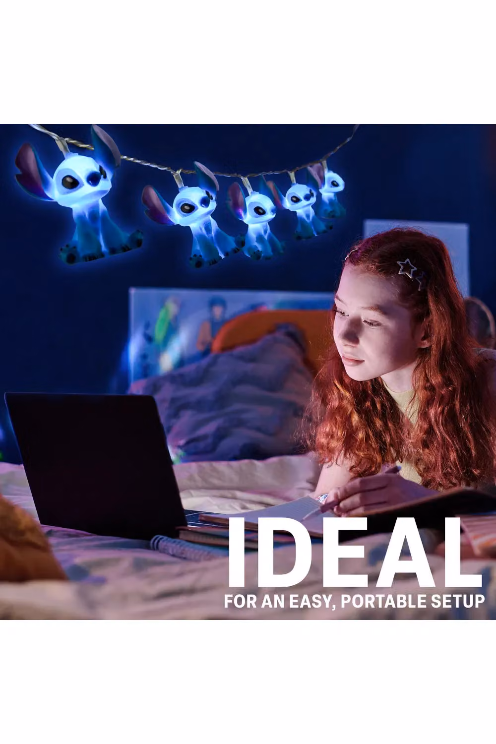 Disney Stitch 3D LED String Lights in Blue – 7